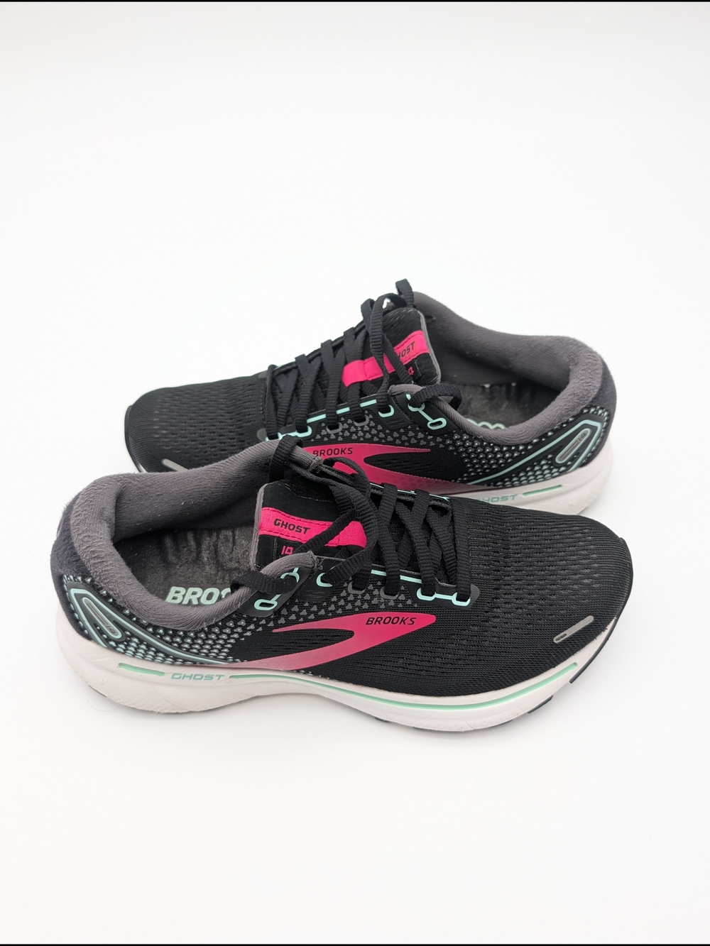 Brooks Women's Ghost 14 Running Shoes Size 8 (B) Blk/Mint/Pink Comfort - Picture 3 of 12